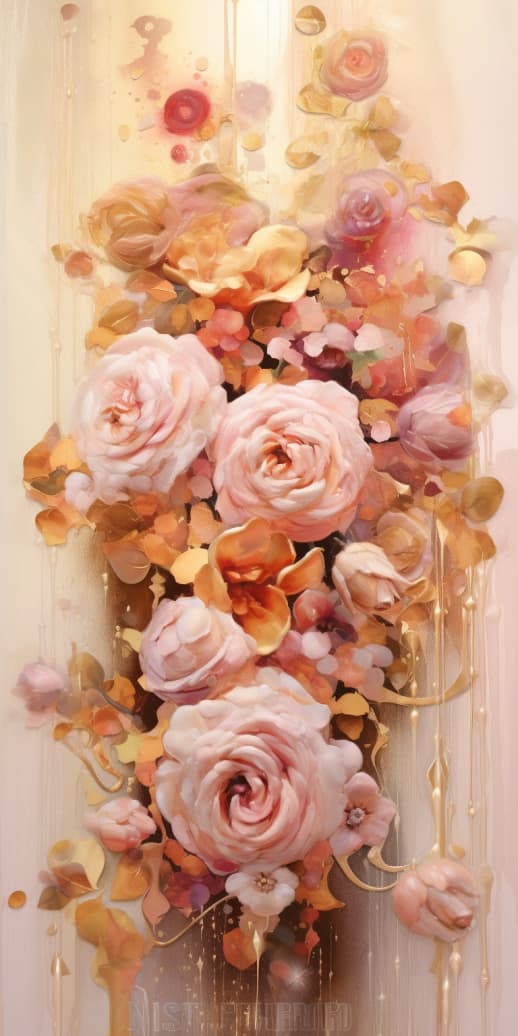 Rhapsody in Pink and Gold: A Symphony of Fluid Abstractions and Organic Sculpting"